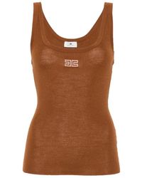 Elisabetta Franchi - Ribbed-Knit Logo-Embroidered Vest - Lyst