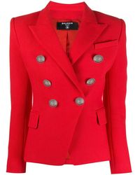 Balmain Blazer mit klassischem Revers - Rot