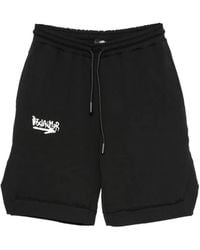 DISCLAIMER - Shorts Met Logoprint En Gerafelde Afwerking - Lyst