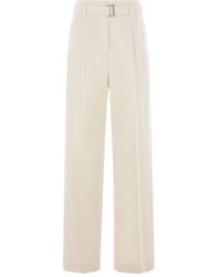 Brunello Cucinelli - Plissierte Hose mit Gürtel - Lyst
