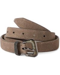 Brunello Cucinelli - Sparkling Textured Leather Belt With Monili - Lyst