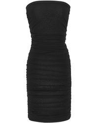 Saint Laurent - Ruched Strapless Knitted Minidress - Lyst