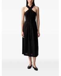 ViCOLO - Crossover-Strap Belted Midi Dress - Lyst