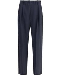 Brunello Cucinelli - Elastic-Waistband Pleated Trousers - Lyst