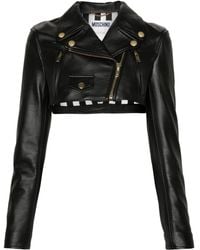 Moschino - Giacca biker in pelle - Lyst