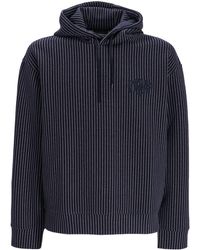 Emporio Armani - Pinstriped Embroidered Logo Hoodie - Lyst