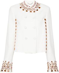 Ermanno Scervino - Double-breasted Embroidered Cropped Jacket - Lyst