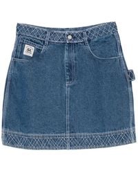 Bode - Embroidered Denim Mini Skirt - Lyst