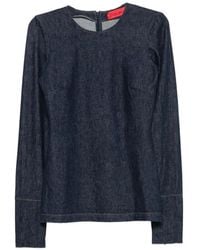 Thelatest - Elisa Round-Neck Long-Sleeved Top - Lyst