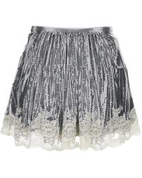 Rabanne - Rock Im Metallic-Look Mit Spitzenbesatz - Lyst