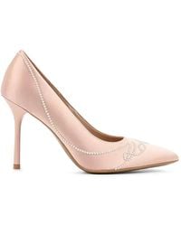 KARL LAGERFELD - Faux-Pearl Embellished Pointed-Toe Pumps - Lyst