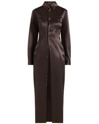 Manière De Voir - Etta Crinkled Satin Midi Shirt Dress - Lyst