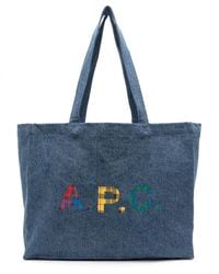 A.P.C. - Diane Logo-Print Denim Tote Bag - Lyst