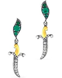 Sevan Bıçakçı - 24K Dagger Emerald And Diamond Drop Earrings - Lyst