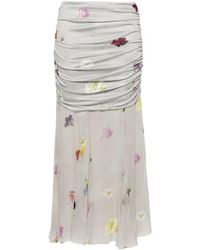 Bimba Y Lola - Floral-print Silk Fishtail Skirt - Lyst