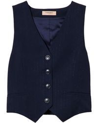 Twinset - Lurex-Detail Pinstriped Waistcoat - Lyst