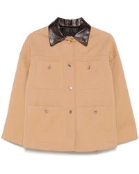Maje - Leather-Collar Cotton Jacket - Lyst