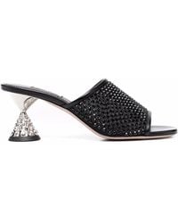 Miu Miu - Crystal-Embellished Leather Sandals - Lyst