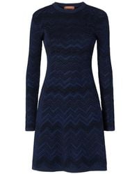 Missoni - Zig Zag Viscose And Wool Crewneck Dress - Lyst