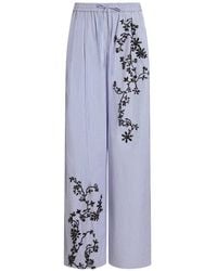 Dolce & Gabbana - Striped Poplin Trousers With Flowers Embroidery - Lyst