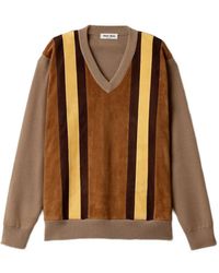 Miu Miu - Striped V-Neck Sweater - Lyst