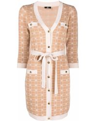 Elisabetta Franchi - Logo-Intarsia Knitted Mini Dress - Lyst