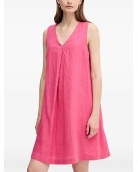 Benetton - V-Neck Pleated Mini Dress - Lyst