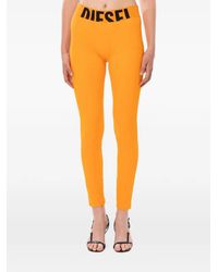 DIESEL - Microfibre Leggings With Cut-Off Logo - Lyst