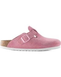Birkenstock - Boston Suède Muiltjes Met Gesp - Lyst