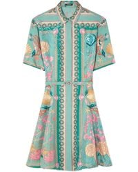 Versace - Minihemdkleid Aus Seide Underwater Barocco - Lyst