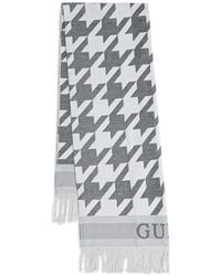 Guess - Houndstooth-Pattern Fringed Scarf - Lyst