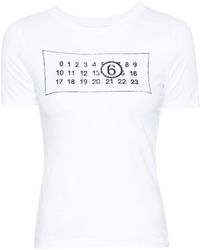 MM6 by Maison Martin Margiela - T-shirt en coton à motif signature - Lyst