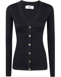 Elisabetta Franchi - Ribbed-Button Cardigan - Lyst