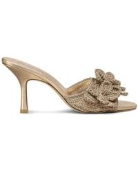 Stuart Weitzman - Lotus Floral-Appliqué Crochet-Knit Sandals - Lyst