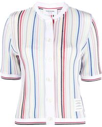 Thom Browne - Striped Short-Sleeve Cardigan - Lyst
