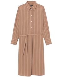 A.P.C. - Midi Striped Belted Shirt Dress - Lyst