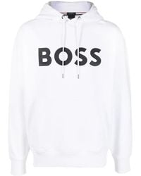 BOSS - Logo Patch Hoodie - Lyst