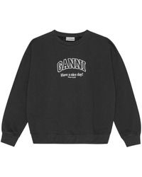 Ganni - Sweatshirt mit Logo-Print - Lyst