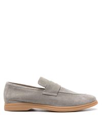 Eleventy - Perforated Suede Penny Loafers - Lyst