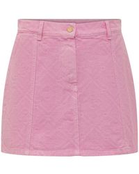 CASABLANCA - Monogram Denim Mini Skirt - Lyst