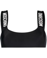Moschino - Bikinitop Met Diepe Ronde Hals En Logoband - Lyst