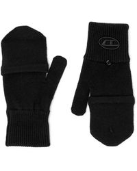 DIESEL - Wool-Blend Gloves With Oval D Logo - Lyst