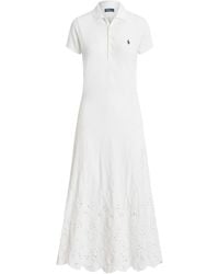 Polo Ralph Lauren - Kleid mit Lochstickerei - Lyst