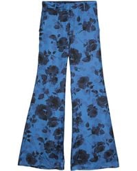 Alberto Biani - Floral Silk Wide Trousers - Lyst