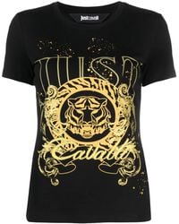 Just Cavalli - Tiger Head-Motif Cotton T-Shirt - Lyst