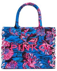 Pinko - Floral-print Canvas Beach Bag - Lyst