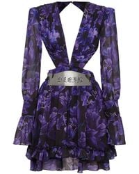 Philipp Plein - Chiffon-Minikleid mit Blumen-Print - Lyst