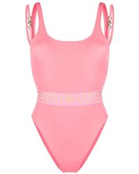Versace - Greca-print Scoop-neck Swimsuit - Lyst