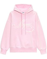 MSGM - Hoodie À Logo Brodé - Lyst