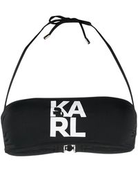 KARL LAGERFELD - Logo-Print Bandeau Bikini Top - Lyst